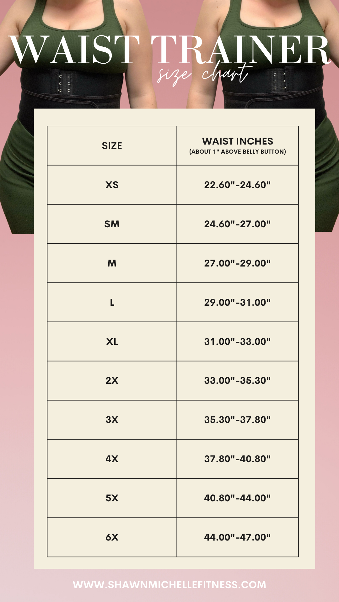 Waist Training Size Guide